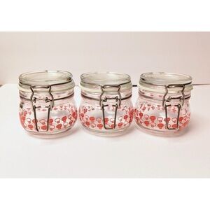 IKEA Red and Clear Glass Storage Jars
